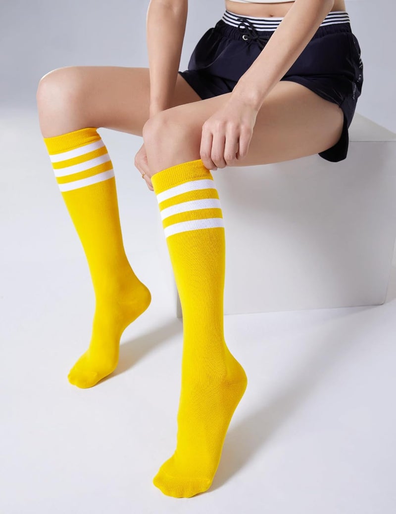 FITRELL Women's Knee High Socks Outdoor Sport Athletic Socks Casual Stripe Tube Socks 1-4 Pack - Image 3